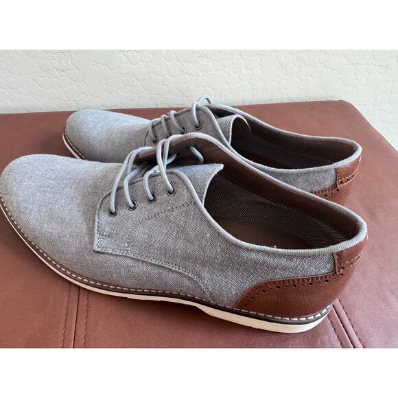Steve Madden Men’s Grey Canvas Oxford Shoes Lace Up Size 10 Gray & Brown - Picture 11 of 13